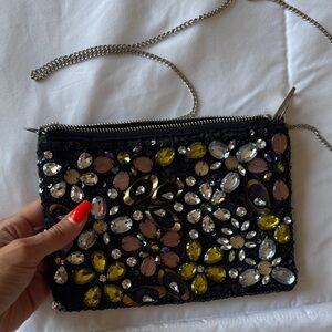 ASOS Black Floral Embellished Clutch
